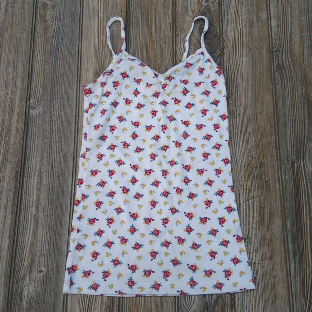 Simple Ribbed Floral Colorful Tank Top